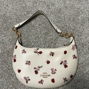 Coach White Floral and Ladybug Print Payton Hobo Purse